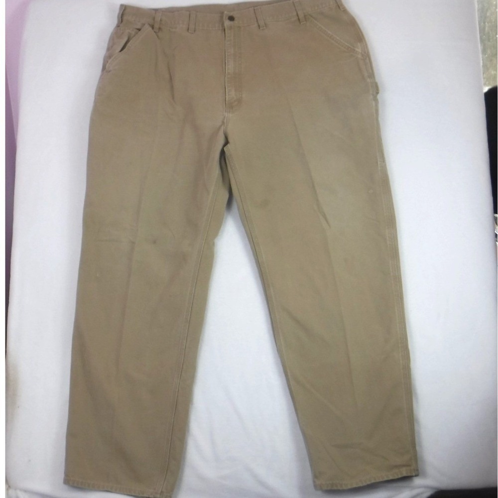 Carhartt Pants Mens 44x33.5 Beige Carpenter Utility Workwear Rugged Adult